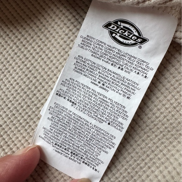 Dickies Oatmeal Thermal Henley Long Sleeve 3 Button Men’s Size Medium NWOT - Picture 7 of 11